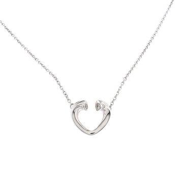 Tiffany & Co. Paloma Picasso Tenderness Heart Pendant Necklace 18K White Gold with Diamonds Small
