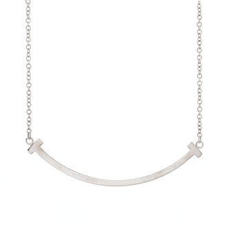 Tiffany & Co. T Smile Pendant Necklace 18K White Gold Small