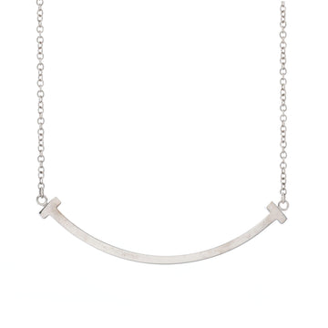 Tiffany & Co. T Smile Pendant Necklace 18K White Gold Small