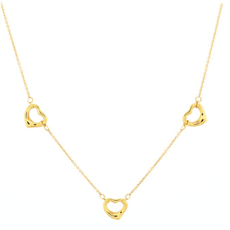 Tiffany & Co. Elsa Peretti 3 Motifs Open Heart Necklace 18K Yellow Gold