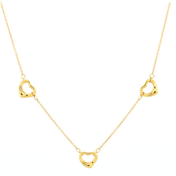 Tiffany & Co. Elsa Peretti 3 Motifs Open Heart Necklace 18K Yellow Gold