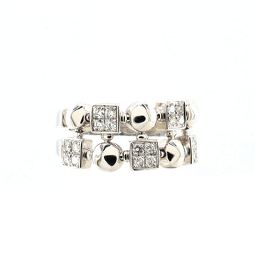 Bvlgari Lucia Two Row Ring 18K White Gold with Diamonds