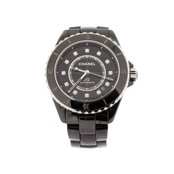 Chanel J12 Automatic Watch Ceramic and Stainless Steel with Diamond Markers 38