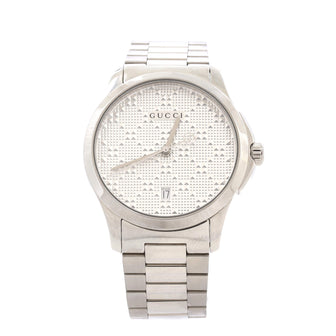 Gucci G-Timeless Diamante Date Quartz Watch Stainless Steel 38
