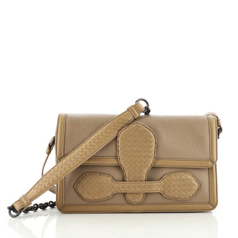 Bottega Veneta Rialto Shoulder Bag Leather with Intrecciato Detail Micro