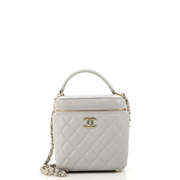 Chanel CC Top Handle Vanity Case with Chain Quilted Caviar Small