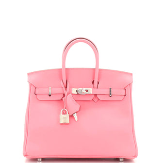 Hermes Birkin Handbag Pink Swift with Palladium Hardware 25
