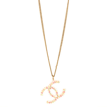 Chanel CC Pendant Necklace Metal with Resin and Crystals