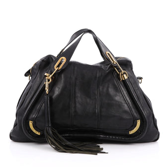 Chloe Paraty Top Handle Bag Leather Large Black 1783902