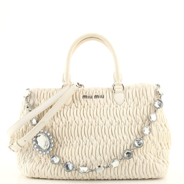 Miu Miu Crystal Convertible Tote Matelasse Leather Medium