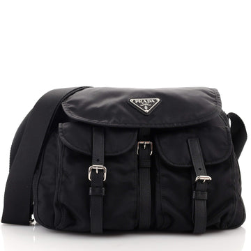 Prada Double Buckle Flap Camera Bag Tessuto Medium