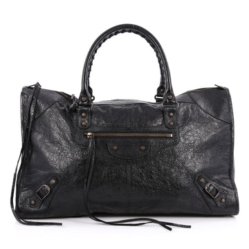 Balenciaga Work Classic Studs Handbag Leather Black