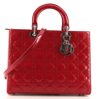 Christian Dior Lady Dior Bag Cannage Quilt Patent Large