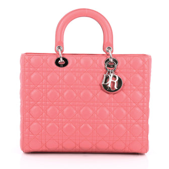 Christian Dior Lady Dior Handbag Cannage Quilt Lambskin Pink 1785802