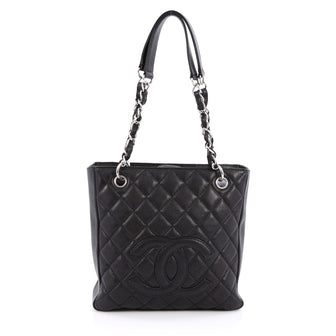 Chanel Petite Shopping Tote Quilted Caviar Black
