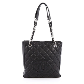 Chanel Petite Shopping Tote Quilted Caviar Black