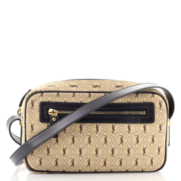 SAINT LAURENT Canvas Monogram All Over Camera Bag Beige 1256031