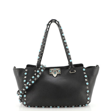 Valentino Garavani Rolling Rockstud Tote Leather with Cabochons Small