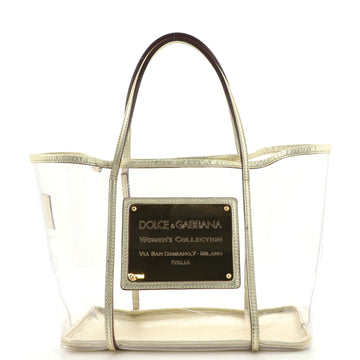Dolce & Gabbana Logo Plaque Tote PVC with Leather Medium