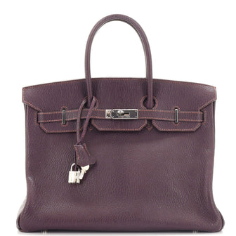Hermes Birkin Handbag Purple Chevre de Coromandel with Palladium Hardware 35