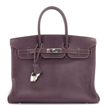 Hermes Birkin Handbag Purple Chevre de Coromandel with Palladium Hardware 35
