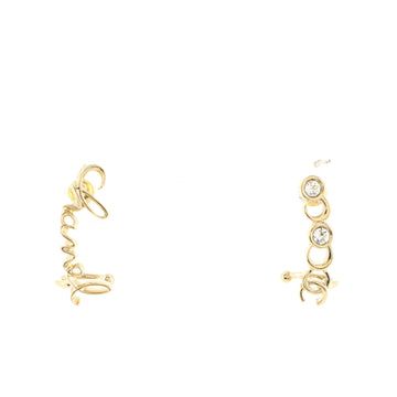 Chanel Coco Script Climber Earrings Metal with Crystals