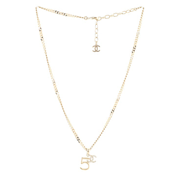 Chanel CC No.5  Pendant Necklace Metal with Crystals