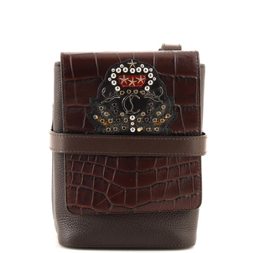 Christian Louboutin Benech Reporter Bag Crocodile Embossed Leather