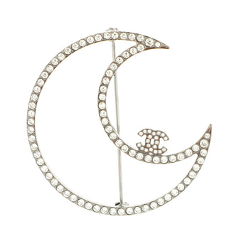 Chanel CC Moon Brooch Crystal Embellished Metal