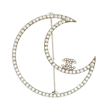 Chanel CC Moon Brooch Crystal Embellished Metal
