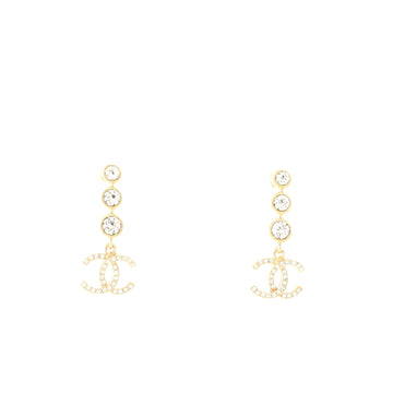 Chanel CC Drop Earrings Metal with Crystals