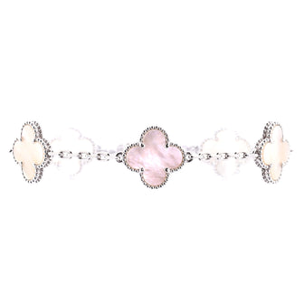 Van Cleef & Arpels Vintage Alhambra 5 Motifs Bracelet 18K White Gold and Mother of Pearl