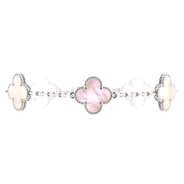 Van Cleef & Arpels Vintage Alhambra 5 Motifs Bracelet 18K White Gold and Mother of Pearl