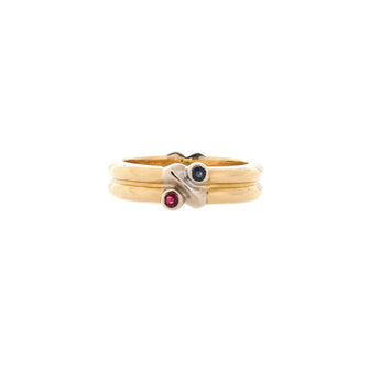 Tiffany & Co. Signature Ring 18K Yellow Gold with Rubies and Sapphires