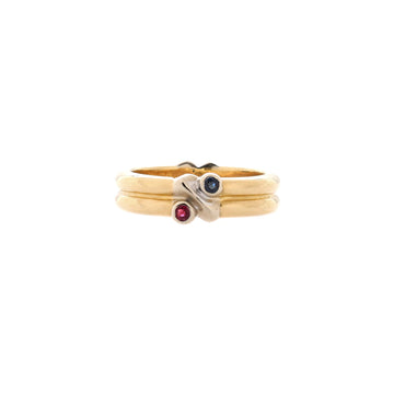 Tiffany & Co. Signature Ring 18K Yellow Gold with Rubies and Sapphires
