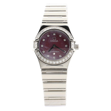 Omega Constellation Quartz Watch Stainless Steel with Diamond Bezel and Markers and Mother of Pearl 23