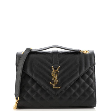Saint Laurent Classic Monogram Envelope Satchel Mixed Matelasse Leather Medium