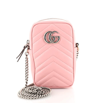 Gucci GG Marmont Vertical Phone Crossbody Bag Matelasse Leather Mini