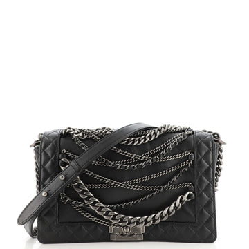 Chanel Boy Flap Bag Enchained Lambskin New Medium
