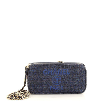 Chanel Deauville Double Zip Clutch with Chain Raffia