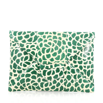Oscar de la Renta Grafton Flat Envelope Clutch Printed Snakeskin Large Green 1787001