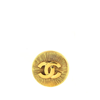 Chanel Vintage Logo Round Brooch Metal