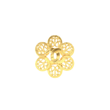 Chanel Vintage CC Flower Brooch Textured Metal