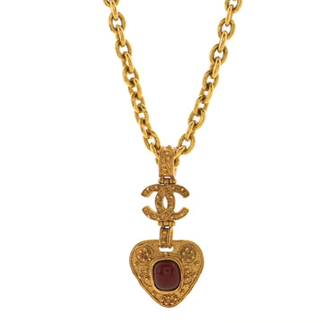 Chanel Vintage CC Pendant Drop Necklace Metal with Gripoix
