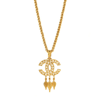 Chanel Vintage CC Fringe Pendant Necklace Metal