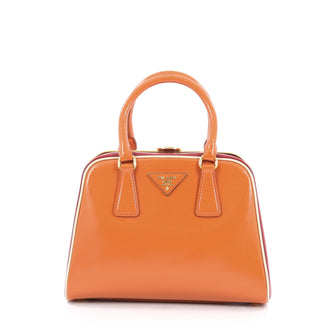 Prada Pyramid Top Handle Bag Vernice Saffiano Leather Small Orange 1787101