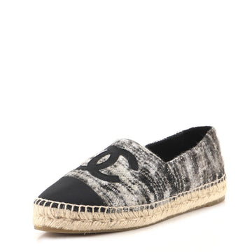 Chanel Women's CC Cap Toe Espadrilles Tweed with Grosgrain