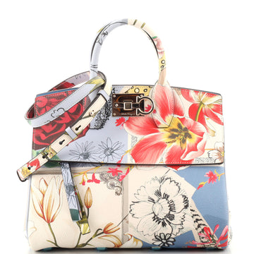 Salvatore Ferragamo Studio Satchel Printed Leather Small