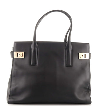 Salvatore Ferragamo Double Gancini Side Buckle Tote Leather Large