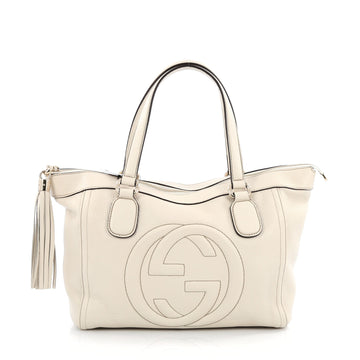 Gucci Soho Zip Tote Leather Small White 1787704